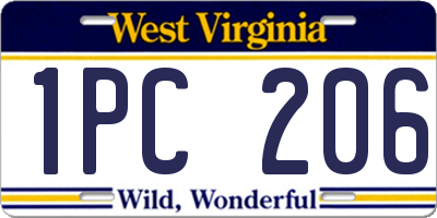 WV license plate 1PC206