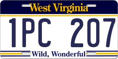 WV license plate 1PC207