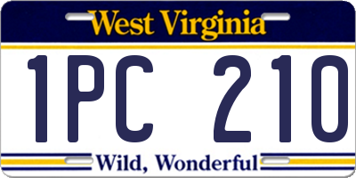 WV license plate 1PC210