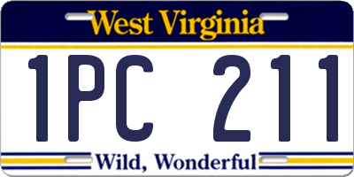 WV license plate 1PC211