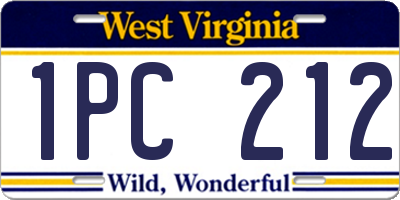 WV license plate 1PC212