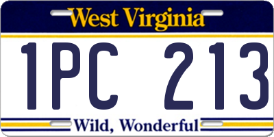WV license plate 1PC213