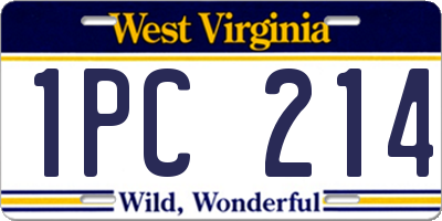 WV license plate 1PC214