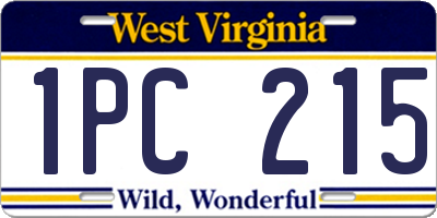 WV license plate 1PC215