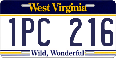 WV license plate 1PC216