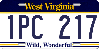 WV license plate 1PC217