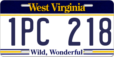 WV license plate 1PC218
