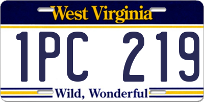 WV license plate 1PC219