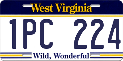 WV license plate 1PC224