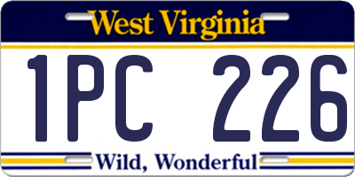 WV license plate 1PC226