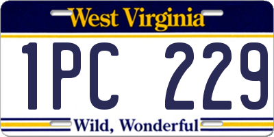 WV license plate 1PC229