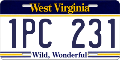 WV license plate 1PC231