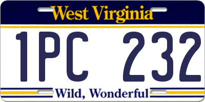 WV license plate 1PC232
