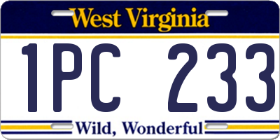 WV license plate 1PC233
