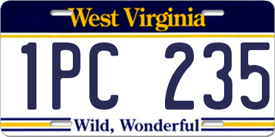 WV license plate 1PC235