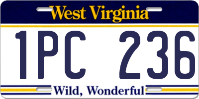 WV license plate 1PC236