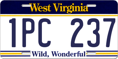 WV license plate 1PC237