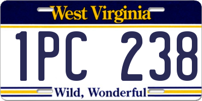 WV license plate 1PC238
