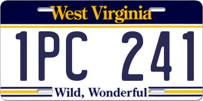 WV license plate 1PC241