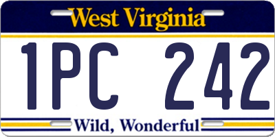 WV license plate 1PC242