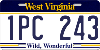 WV license plate 1PC243