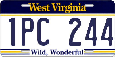 WV license plate 1PC244