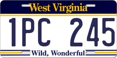 WV license plate 1PC245