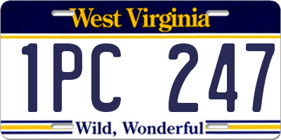 WV license plate 1PC247