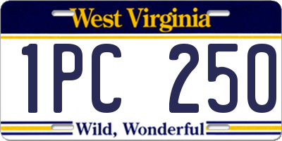 WV license plate 1PC250