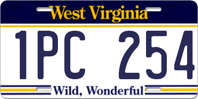 WV license plate 1PC254