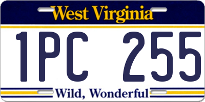 WV license plate 1PC255
