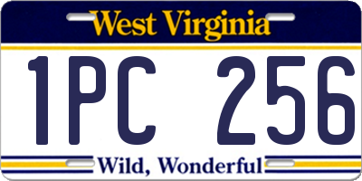 WV license plate 1PC256