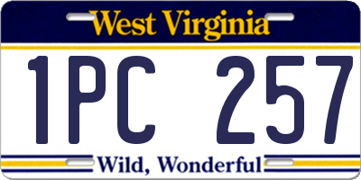 WV license plate 1PC257