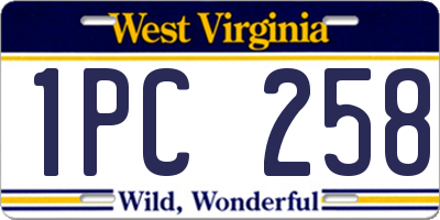 WV license plate 1PC258
