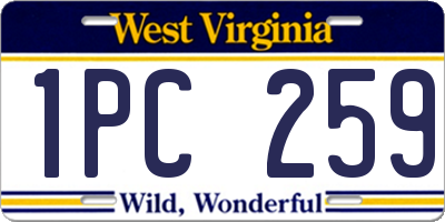WV license plate 1PC259