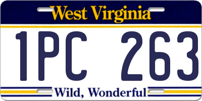 WV license plate 1PC263