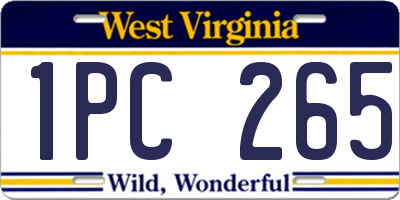 WV license plate 1PC265