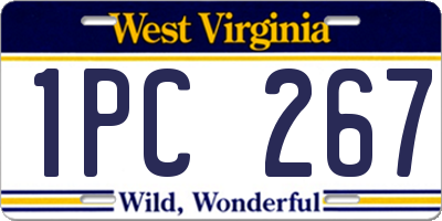 WV license plate 1PC267