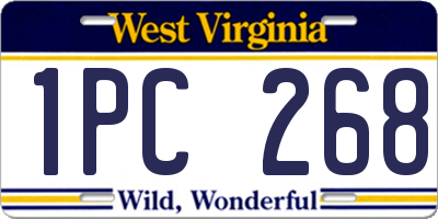 WV license plate 1PC268