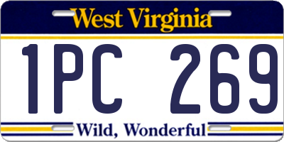WV license plate 1PC269