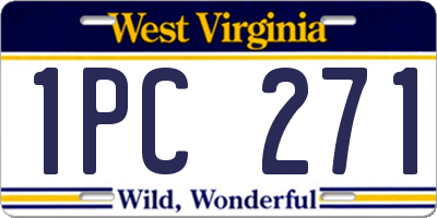 WV license plate 1PC271