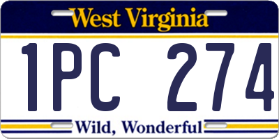 WV license plate 1PC274