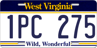 WV license plate 1PC275