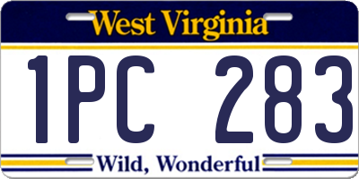 WV license plate 1PC283