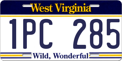 WV license plate 1PC285