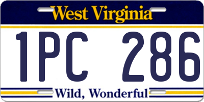 WV license plate 1PC286