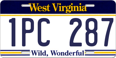 WV license plate 1PC287