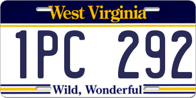 WV license plate 1PC292