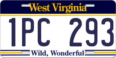 WV license plate 1PC293