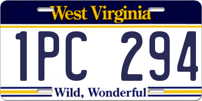 WV license plate 1PC294